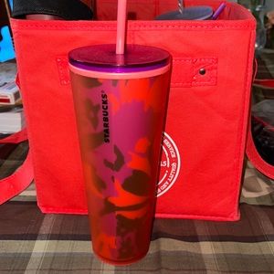 Starbucks Spring FY22 Venti Red FLORAL softtouch tumbler